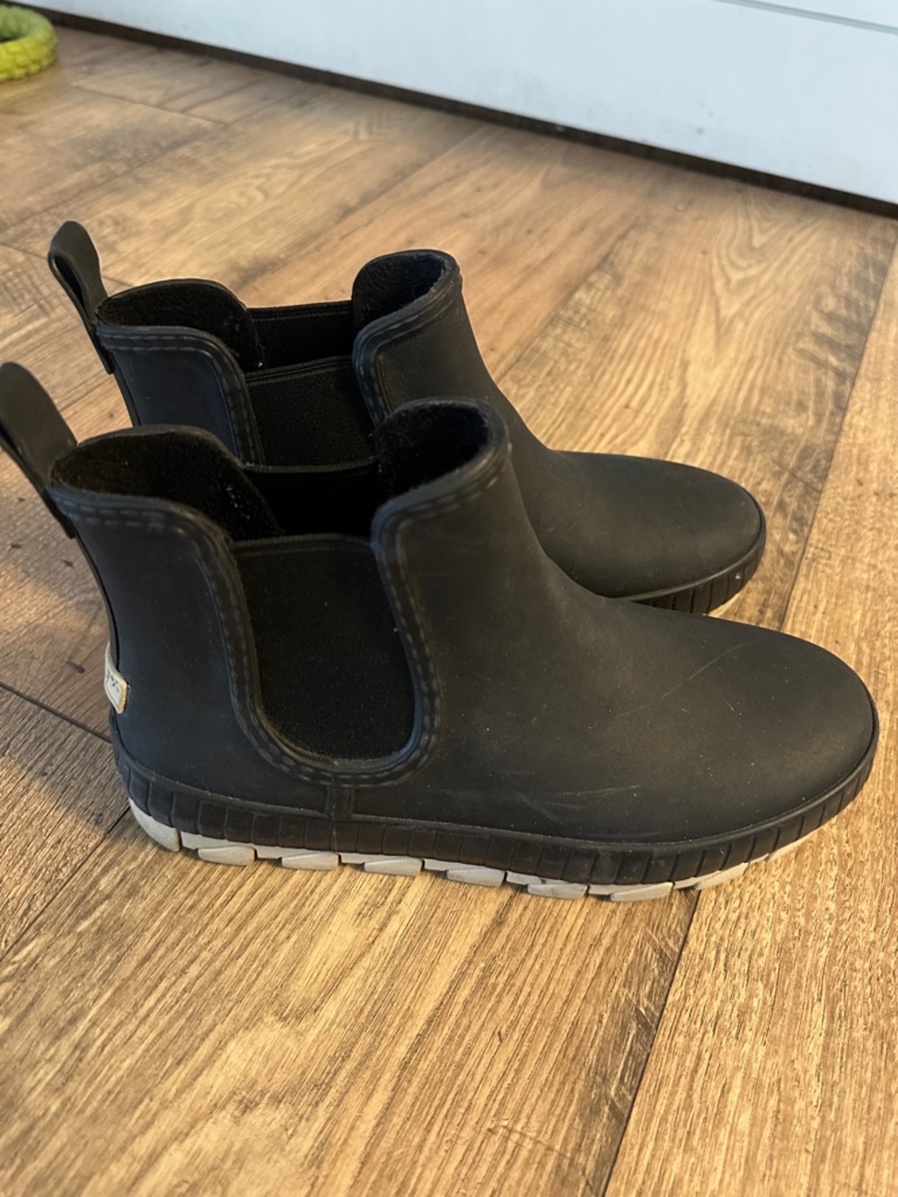 Sperry Black Rain Boots with Contrasting White Tread